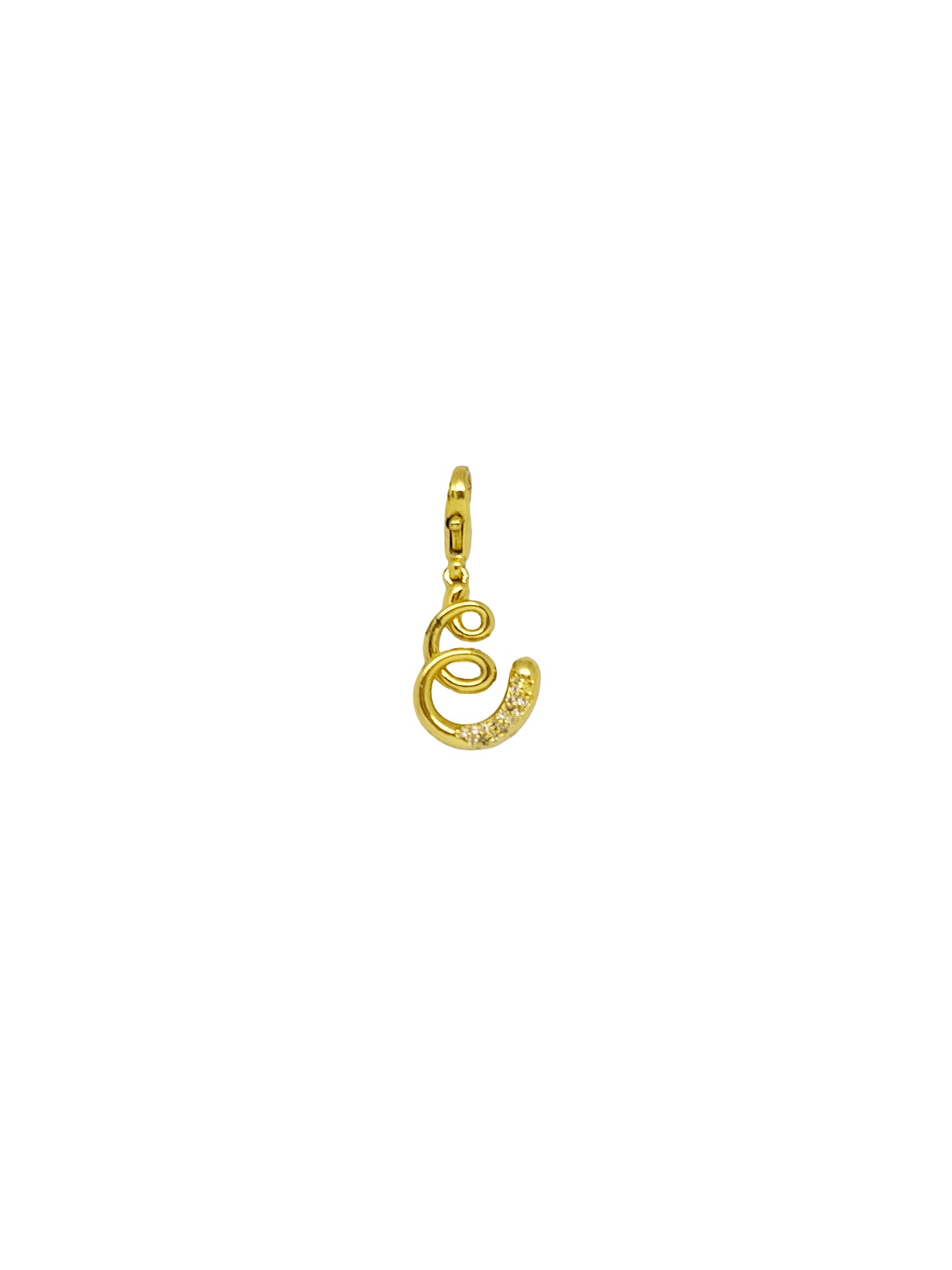JewelX E – Minimal E initial pendant with soft flowing curves and a handcrafted molten gold aesthetic. Gold-Plaited, Delhi-Jaipur, Hyderabad-Bangalore, Mumbai-Goa