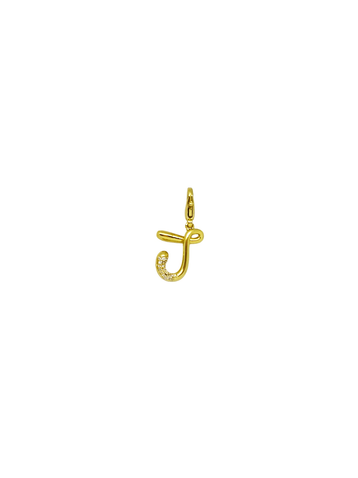 JewelX J – Artistic J initial charm designed with soft curves and a sculptural molten finish. Gold-Plaited, Delhi-Jaipur, Hyderabad-Bangalore, Mumbai-Goa.