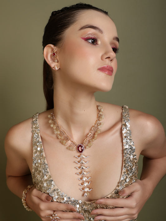 JewelX-Statement earrings, Luxury-Fashion jewelry-Wedding-Gold plated gemstone earring, Gift for her, Elegant jewelry