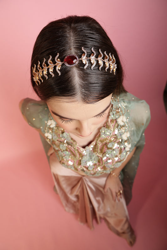 JewelX Thread-Grace-Maang-Tikka-Ruby-of-Statement-Jewelry, Perfect For Weddings, Indian Ethnic Styling