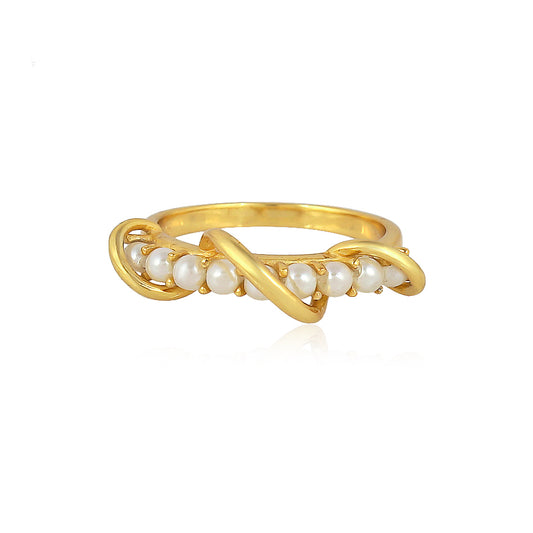 Pronged Pearly Swirl Ring