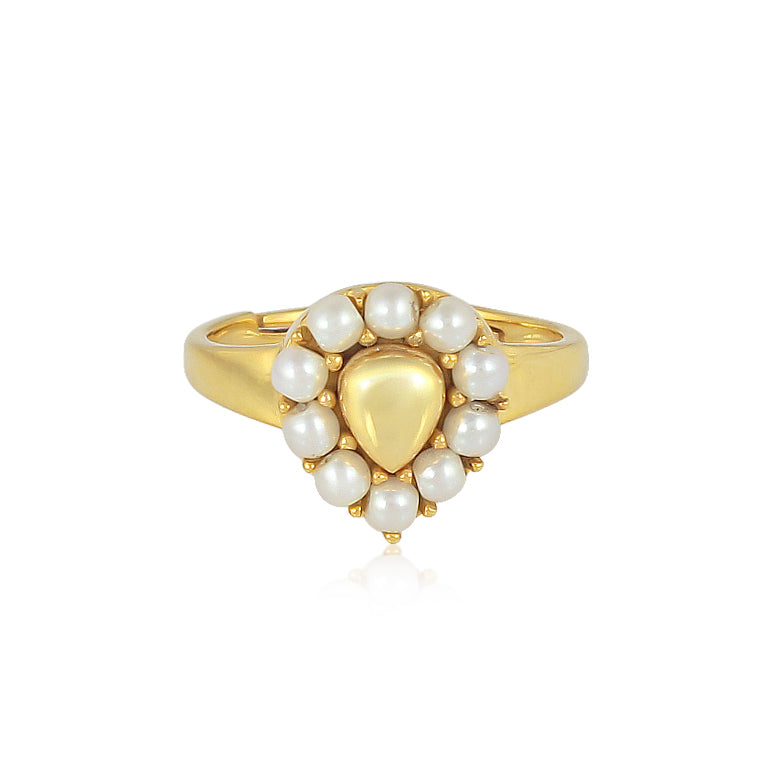 Pronged Pearly Drop Ring