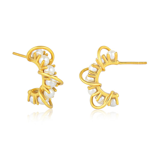 Pearly Prong Half Hoop Earring