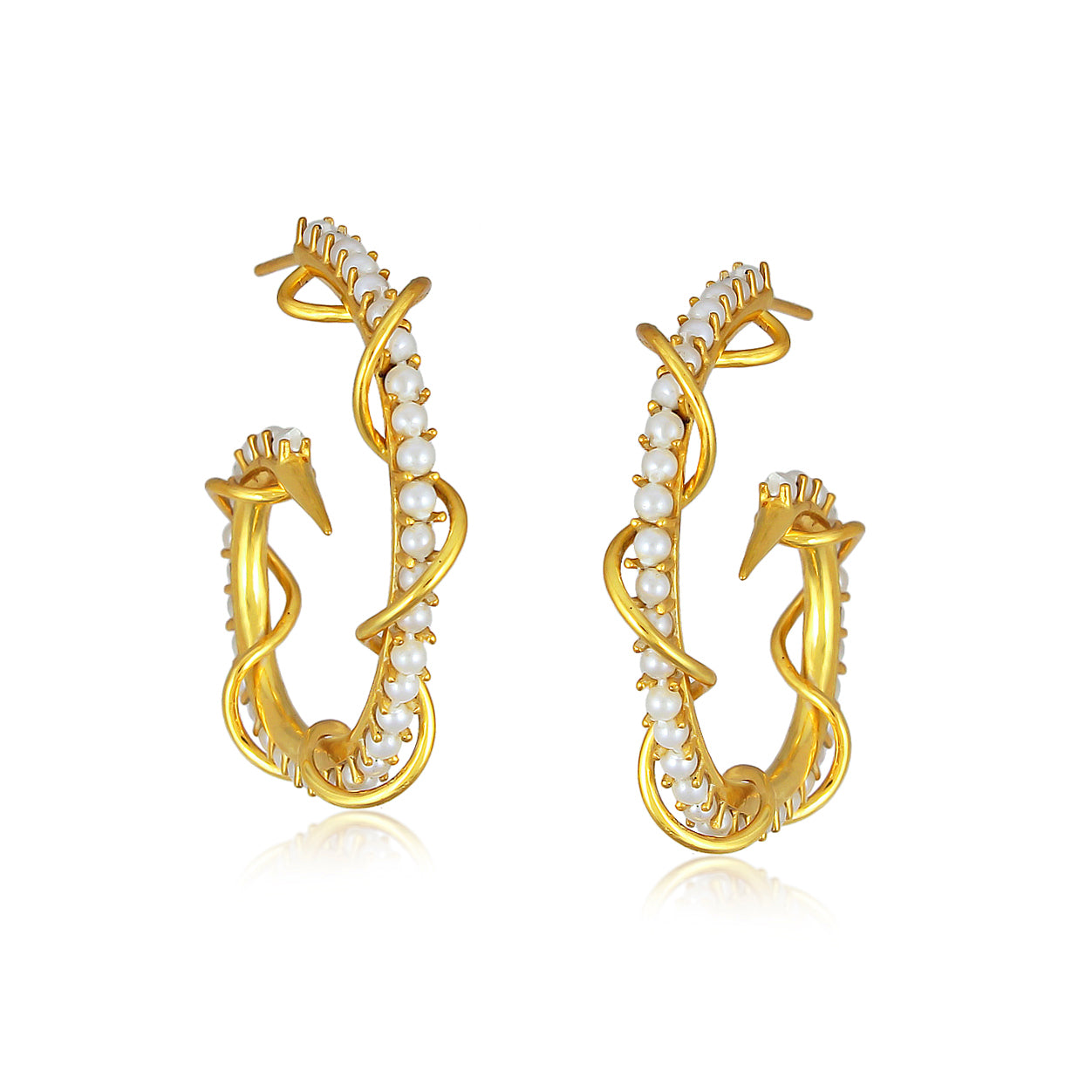 Pearly Prong Hoop Earring