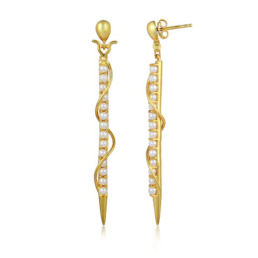Swirled Pearly Needle Earring