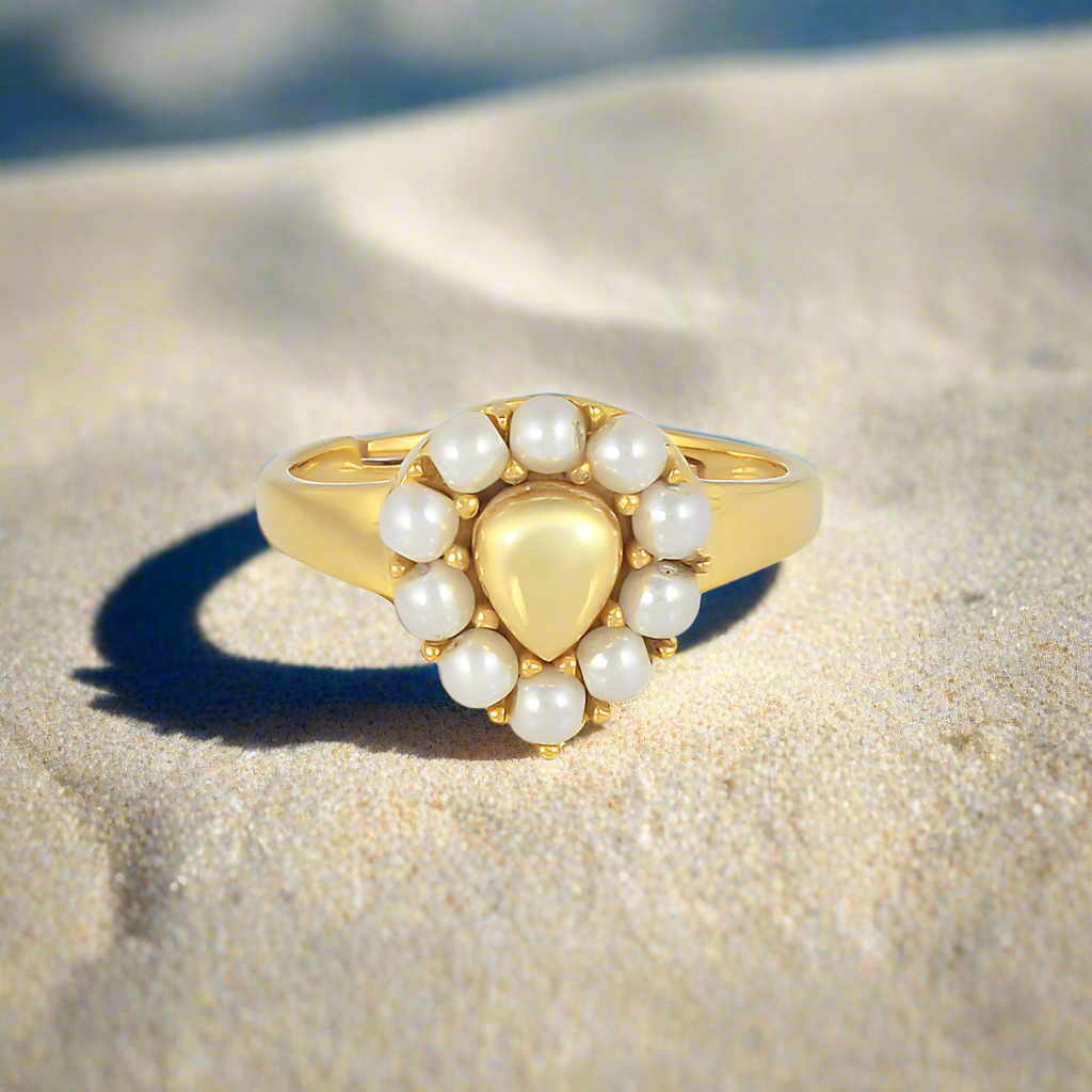 Pronged Pearly Signet Ring