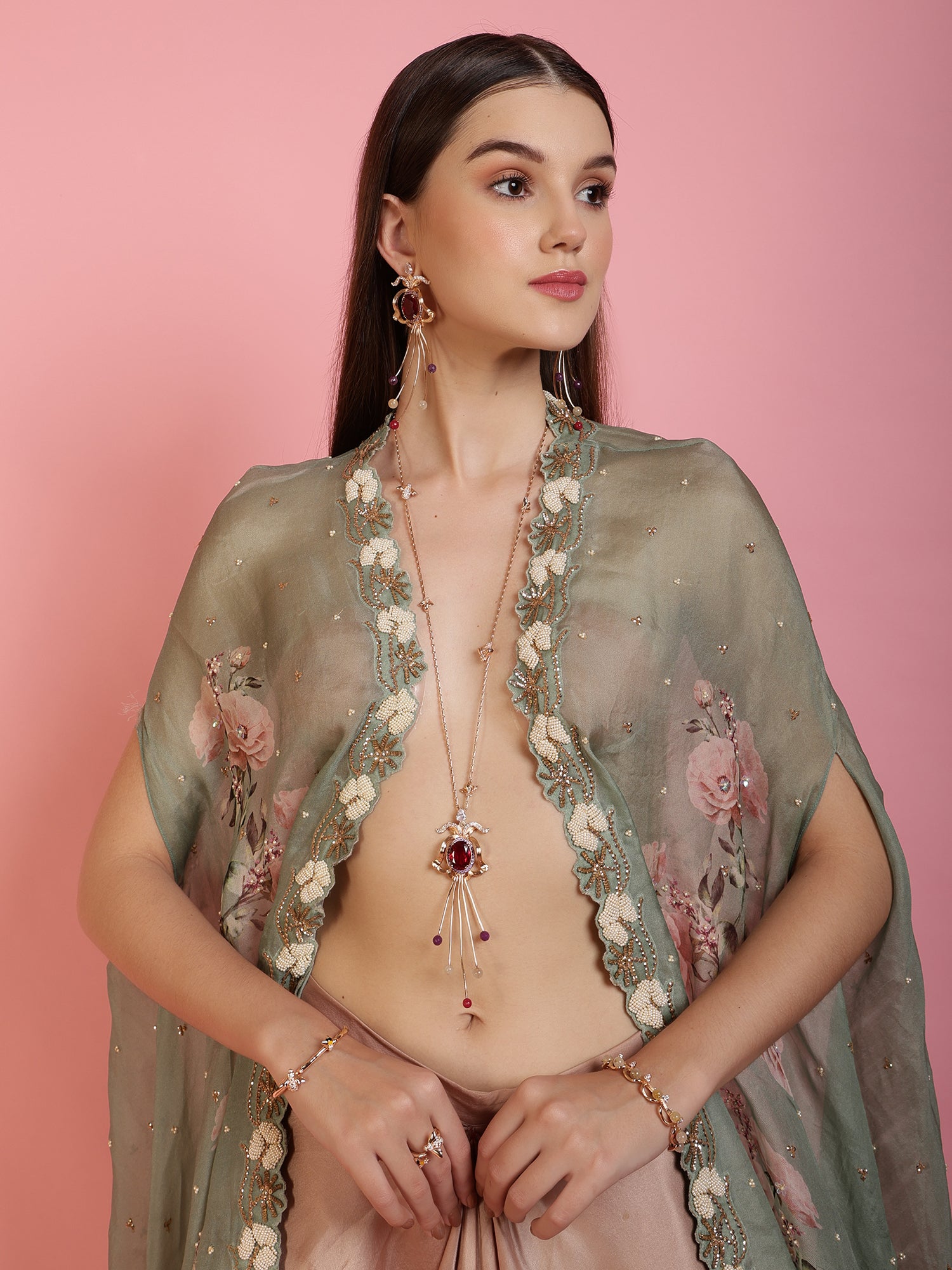 JewelX-Statement , Luxury-Fashion jewelry-Wedding-Gold plated gemstone Necklace, Gift for her, Elegant jewelry 