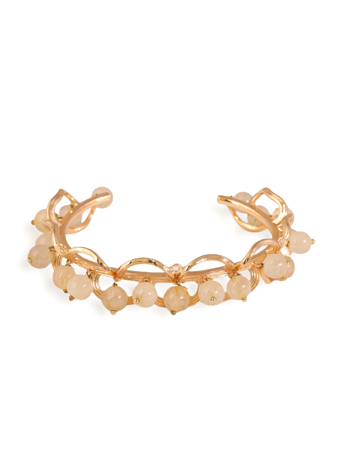 JewelX Blooming-Golden-Rutile-Hand Cuff-of-Statement-Jewelry, Crystal-Bracelet