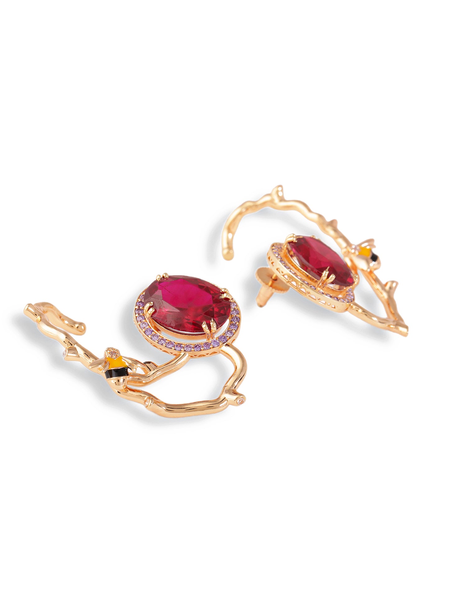 JewelX Ruby stone luxury vein design ear crawler for women Gold-Plaited, Delhi-Jaipur, Hyderabad-Bangloar, Mumbai-Goa, 