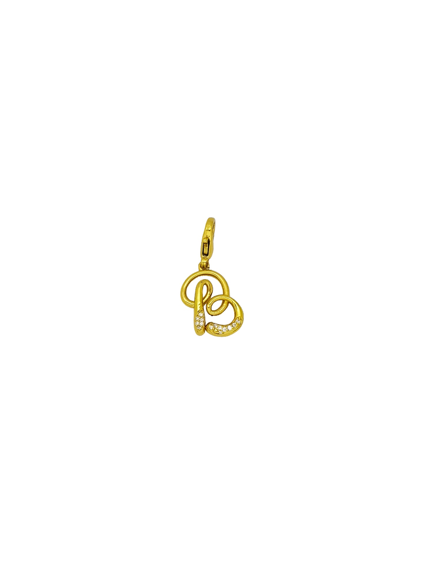 JewelX B – Curly B initial charm featuring an organic molten texture and mini silhouette for an elegant everyday jewelry look. Gold-Plaited, Delhi-Jaipur, Hyderabad-Bangalore, Mumbai-Goa.
