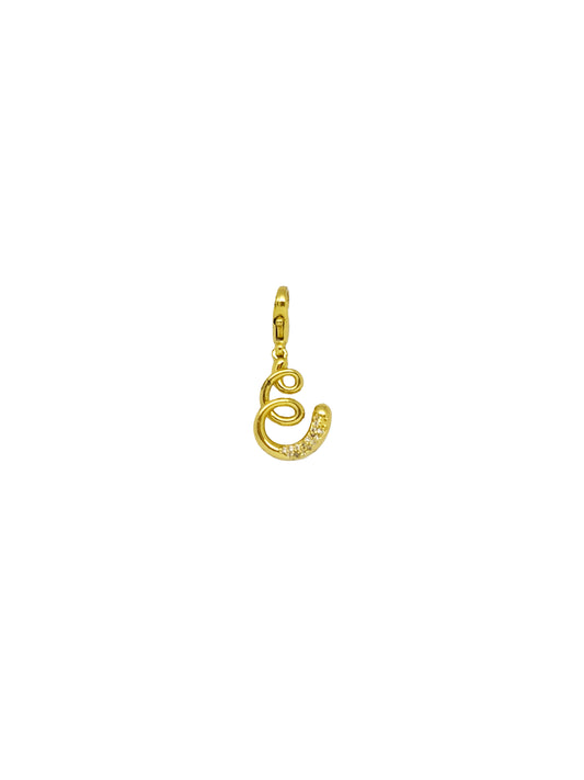 JewelX E – Minimal E initial pendant with soft flowing curves and a handcrafted molten gold aesthetic.  Gold-Plaited, Delhi-Jaipur, Hyderabad-Bangalore, Mumbai-Goa