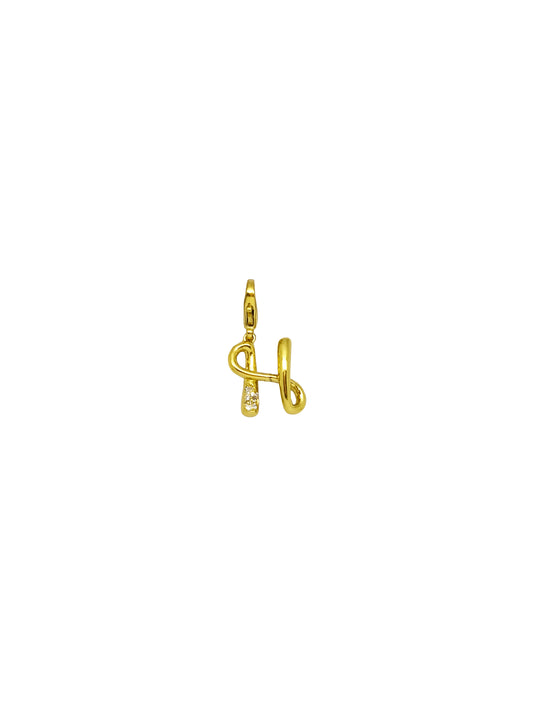 JewelX H – Curly H initial charm crafted with fluid molten-inspired detailing and a chic mini silhouette.  Gold-Plaited, Delhi-Jaipur, Hyderabad-Bangalore, Mumbai-Goa.