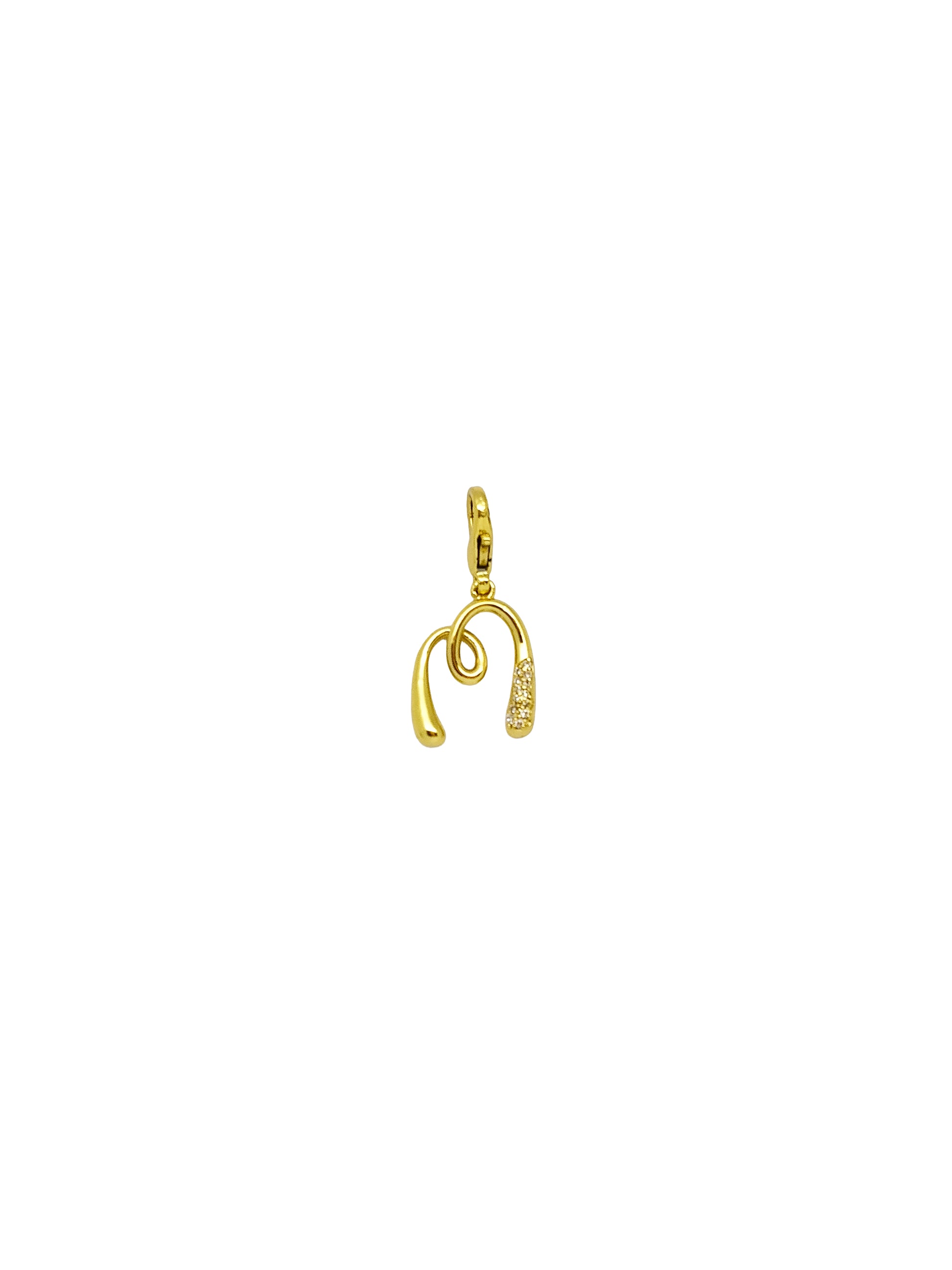 JewelX M – Sculptural M alphabet pendant with bespoke hand-drawn detailing and molten gold accents. Gold-Plaited, Delhi-Jaipur, Hyderabad-Bangalore, Mumbai-Goa.