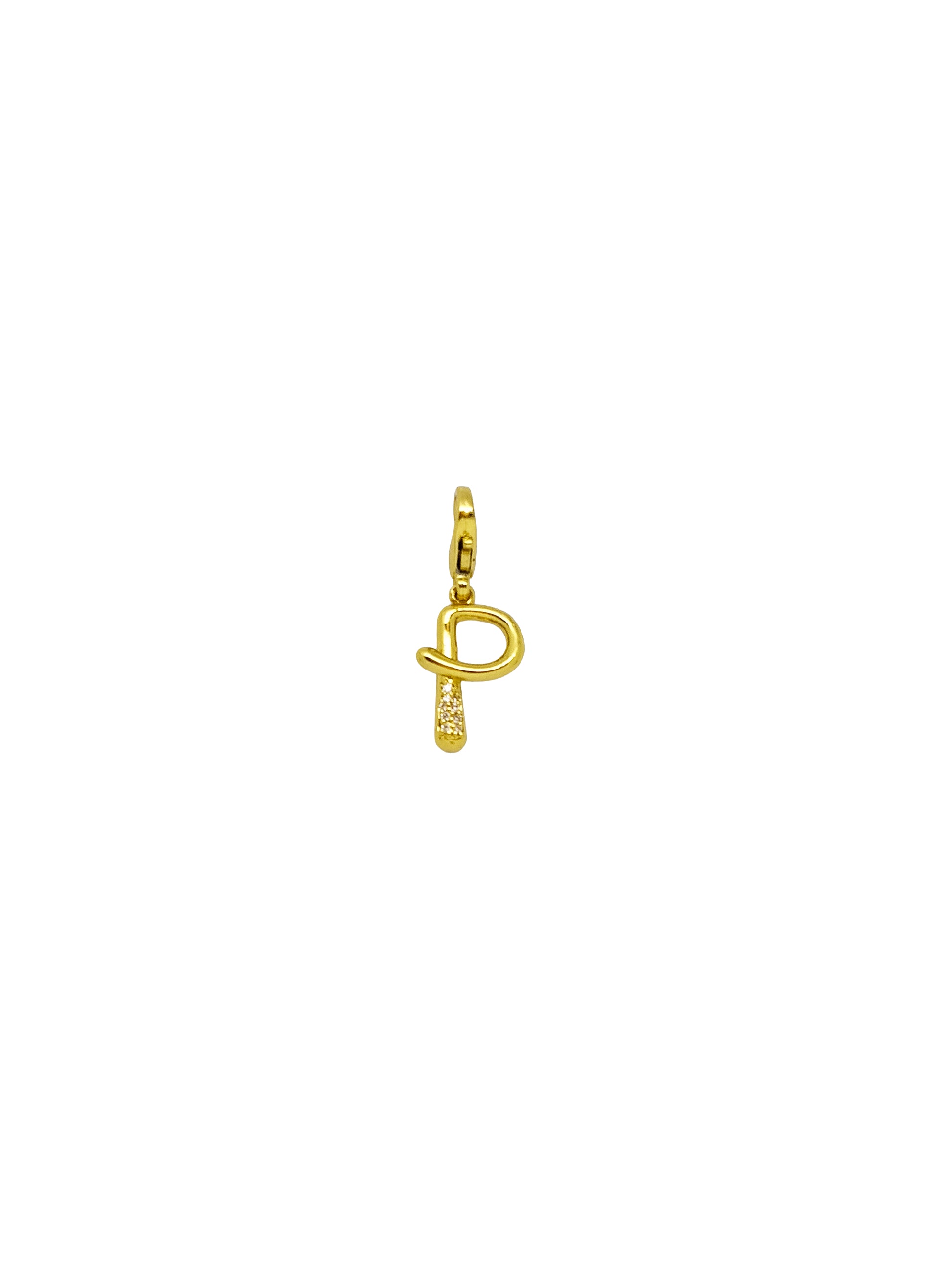 JewelX P – Artistic P letter charm crafted with sculptural molten detailing and a delicate mini form. Gold-Plaited, Delhi-Jaipur, Hyderabad-Bangalore, Mumbai-Goa.