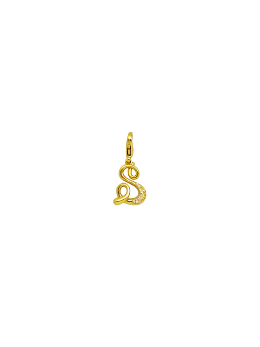JewelX S – Curly S letter pendant with artistic hand-drawn detailing and a chic personalized style. Gold-Plaited, Delhi-Jaipur, Hyderabad-Bangalore, Mumbai-Goa.