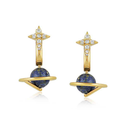 Galaxia Lapiz Lazuli huggie Earring