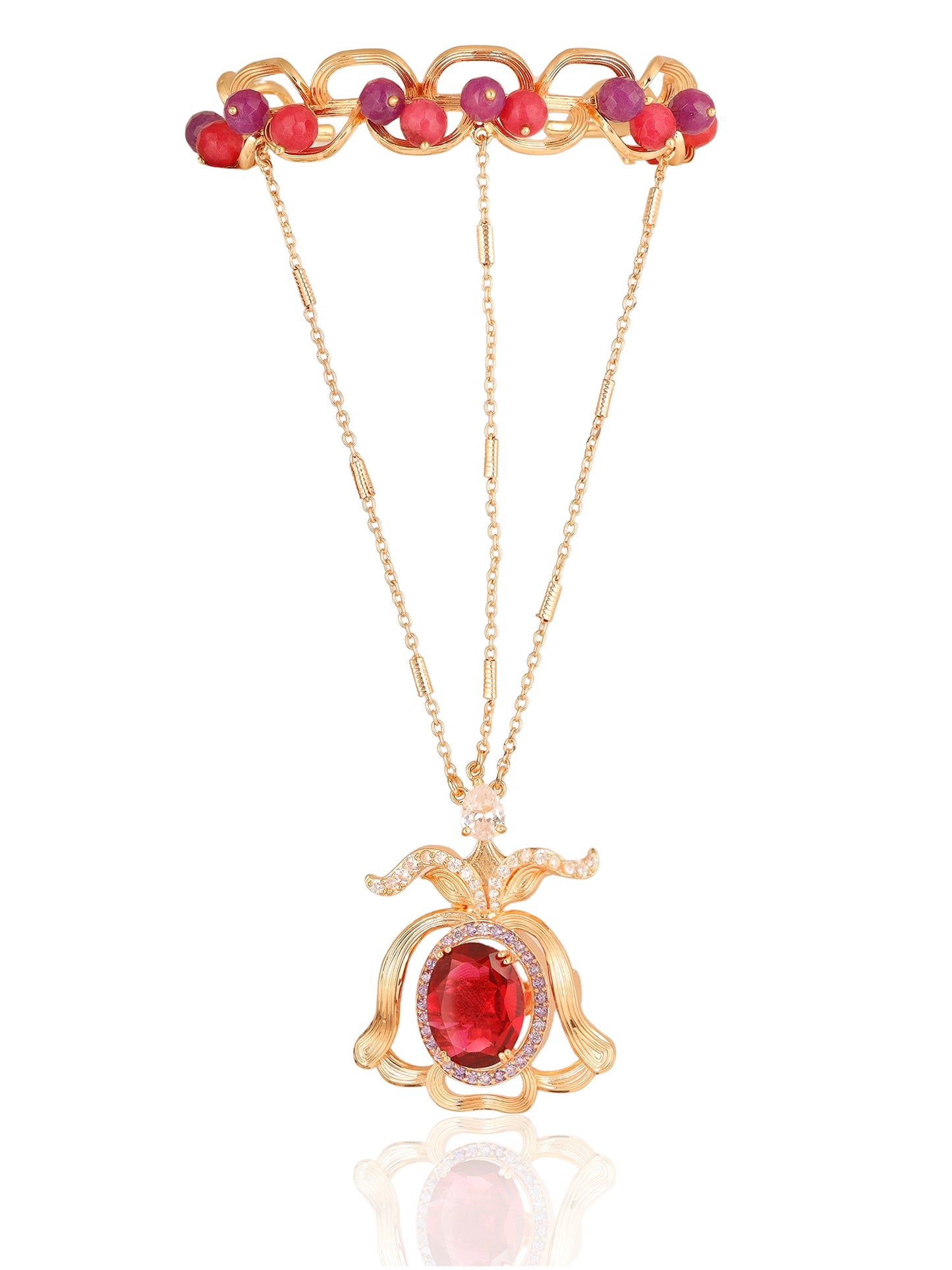 JewelX Statement Jewelry, Ruby-king Stone, Blooming hand harness, Floral hand harness jewelry Designer haathphool, Festive jewelry, Ethnic jewelry, Party wear