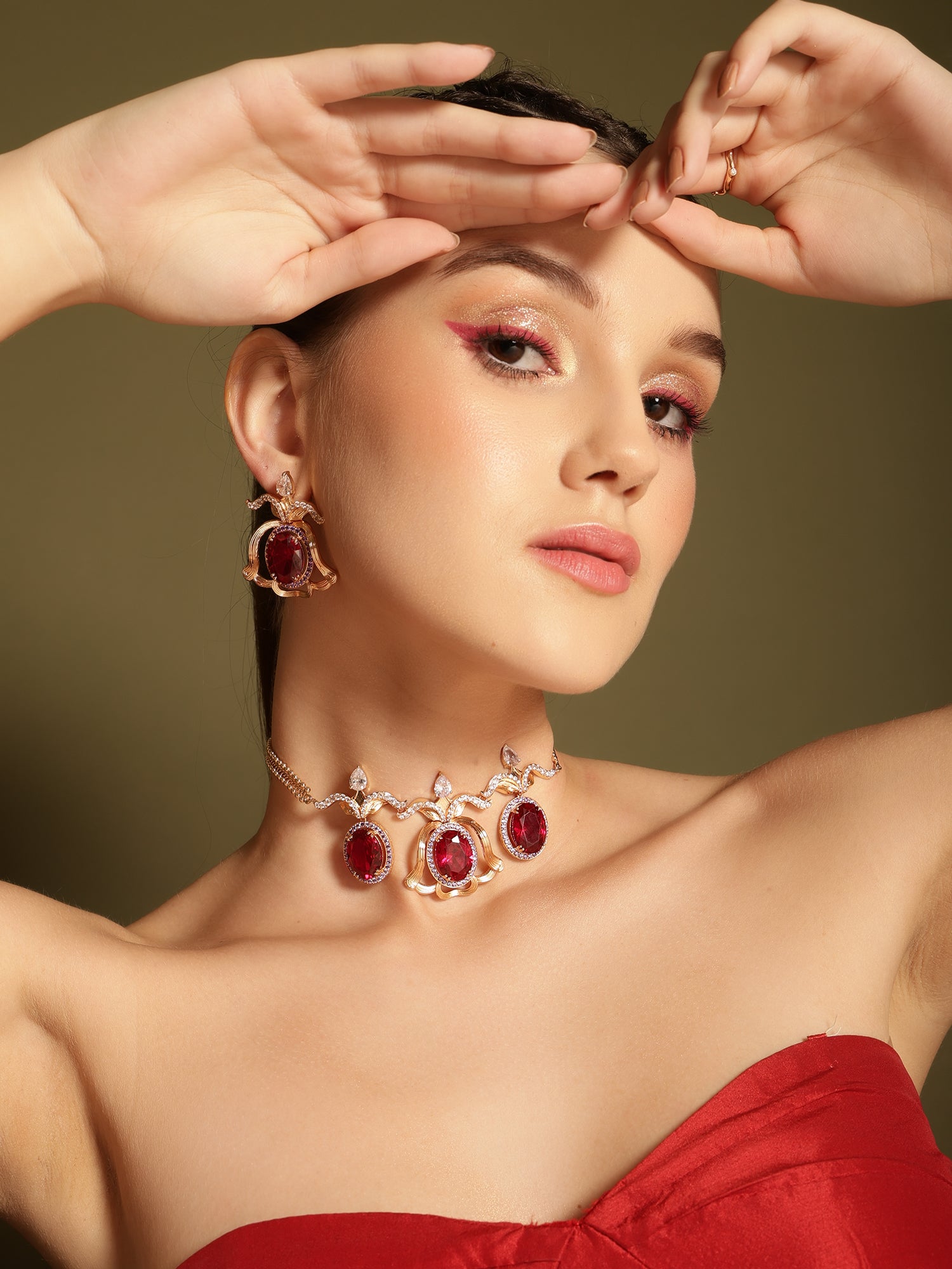 JewelX-Statement earrings, Luxury-Fashion jewelry-Wedding-Gold plated gemstone earring, Gift for her, Elegant jewelry 