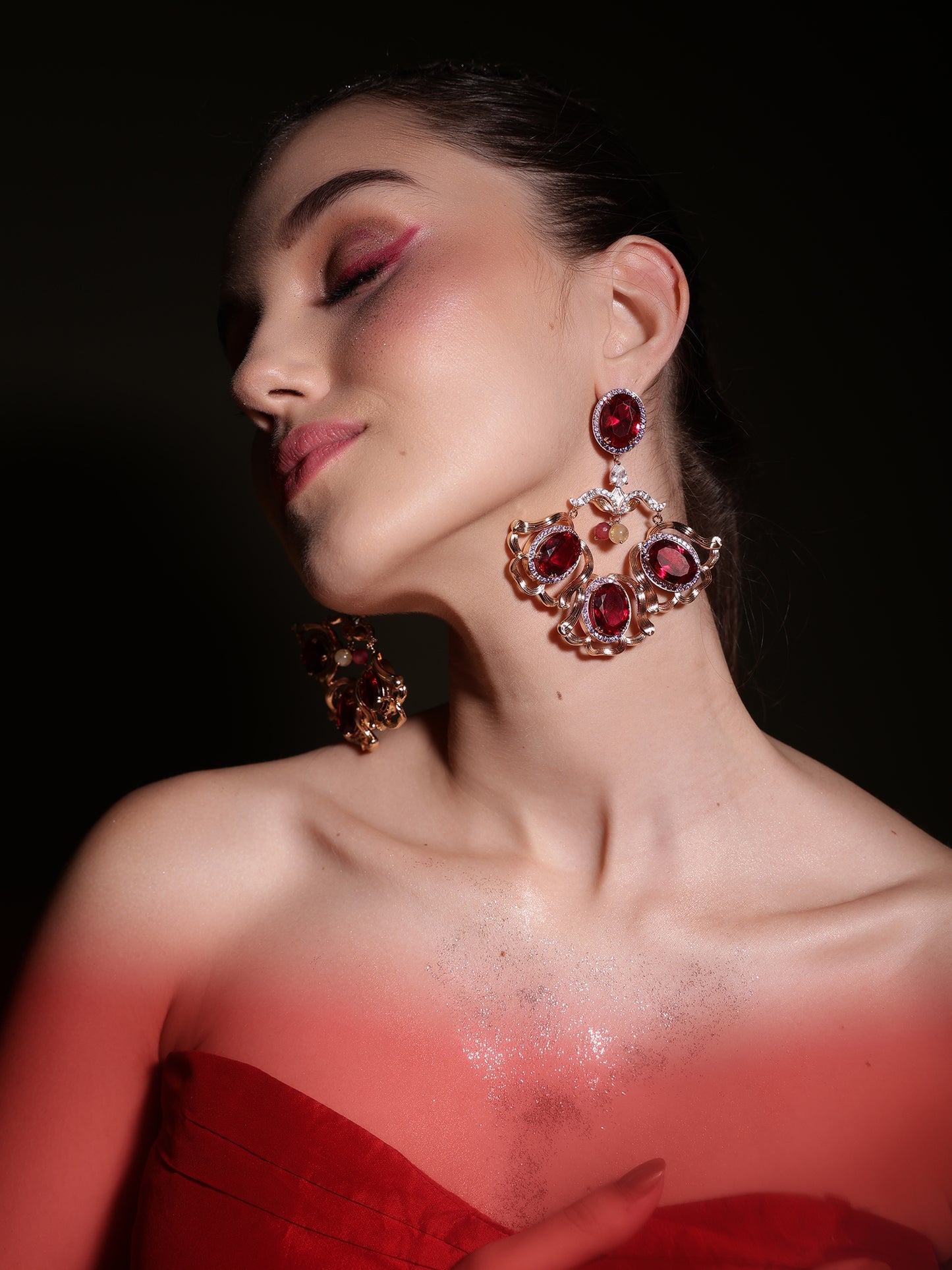 JewelX Statement Jewelry, Ruby-king Stone, Gold-Plaited, Designer Edit, Heritage-Inspired Jewelry, Gemstone Collection