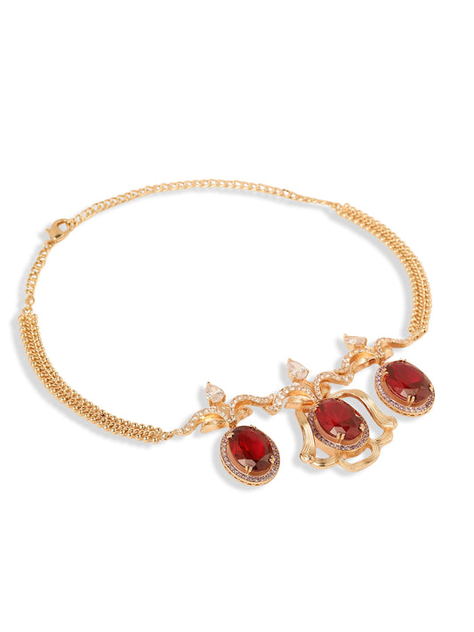 JewelX-Statement , Luxury-Fashion jewelry-Wedding-Gold plated gemstone Necklace, Gift for her, Elegant jewelry 