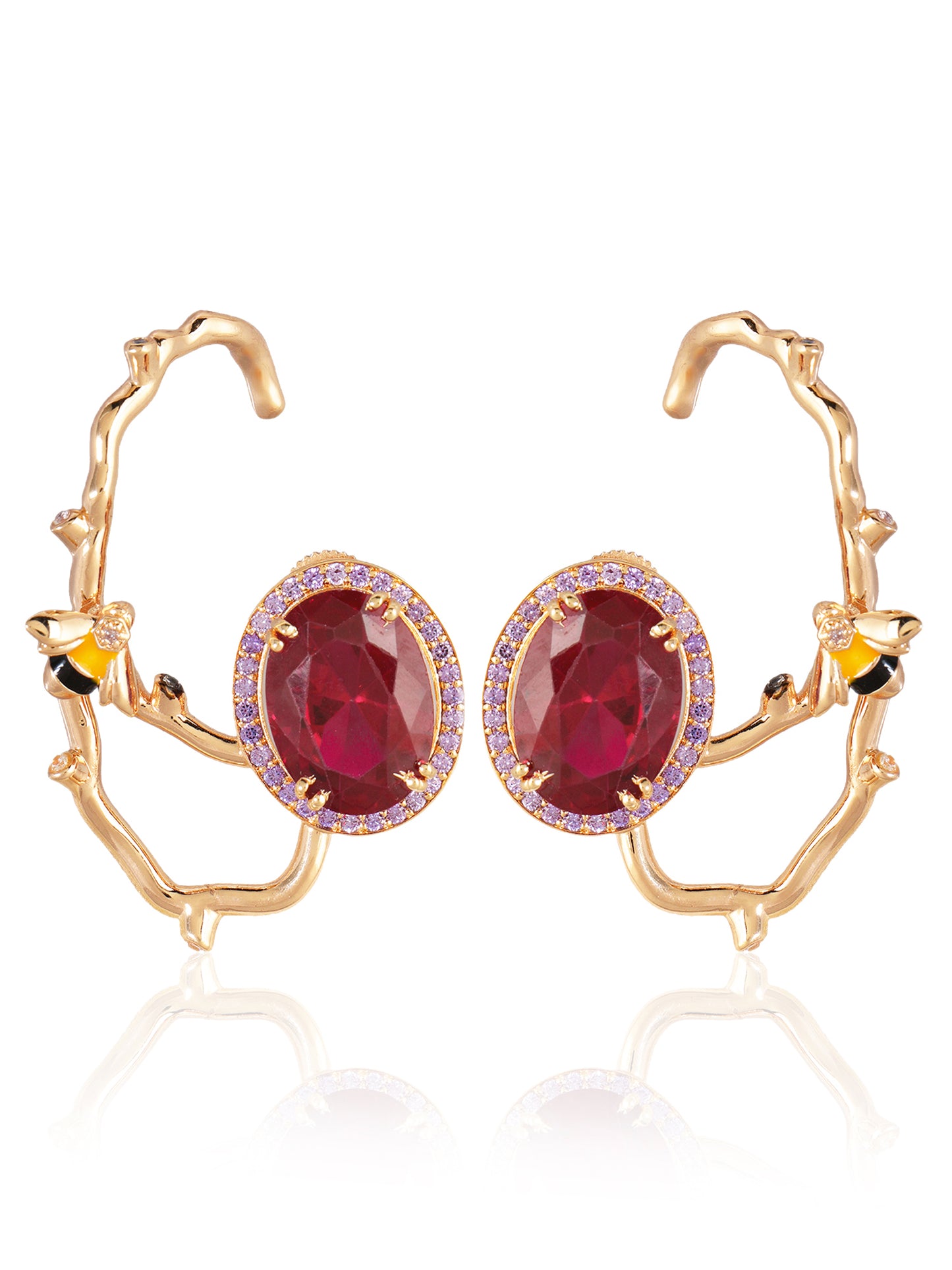 JewelX Premium ruby stones set in a sculpted vine-inspired silhouette  Ruby-king Stone, Gold-Plaited, Delhi-Jaipur, Hyderabad-Bangloar, Mumbai-Goa,