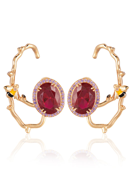 JewelX Premium ruby stones set in a sculpted vine-inspired silhouette  Ruby-king Stone, Gold-Plaited, Delhi-Jaipur, Hyderabad-Bangloar, Mumbai-Goa,