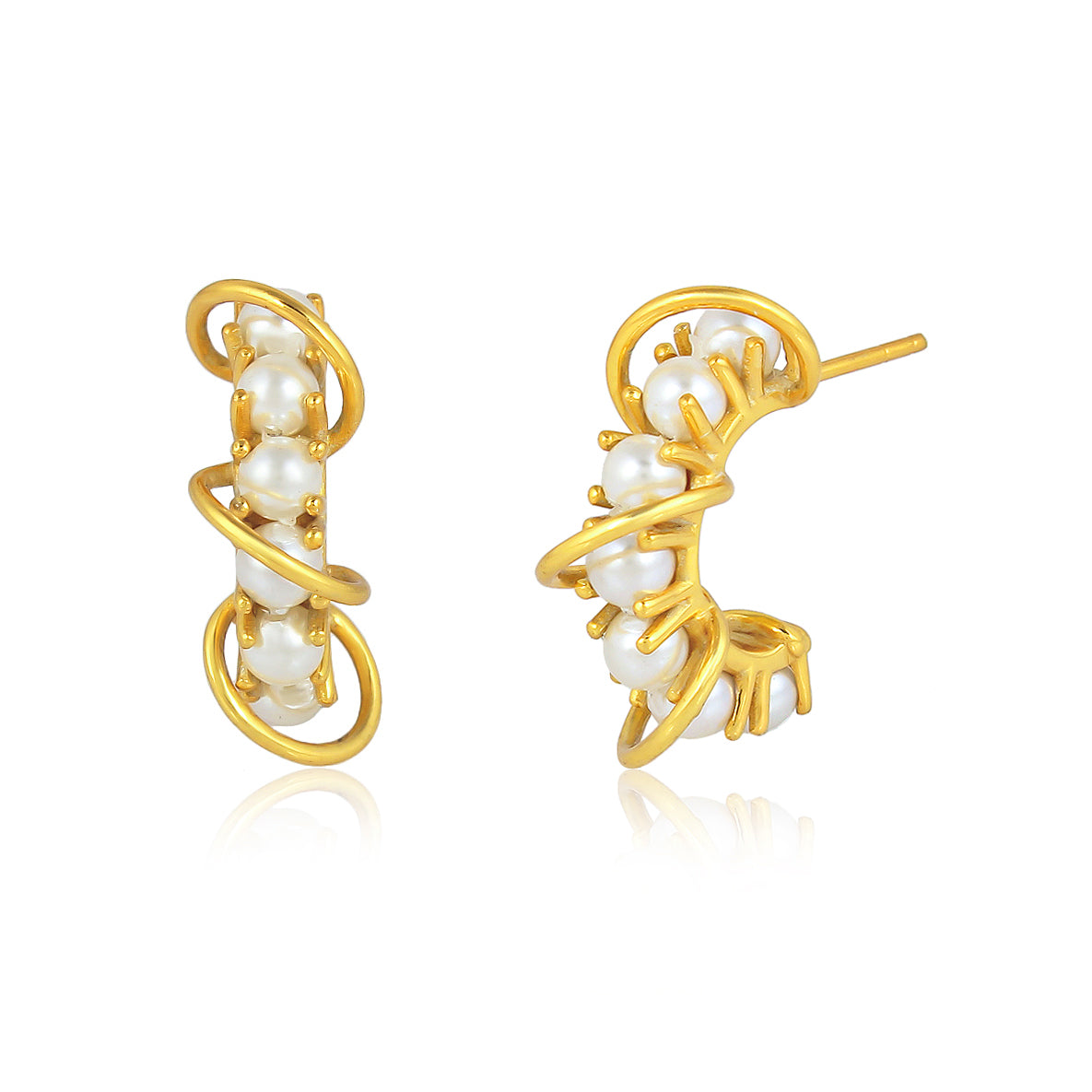 Pearly Prong Half Hoop Earring