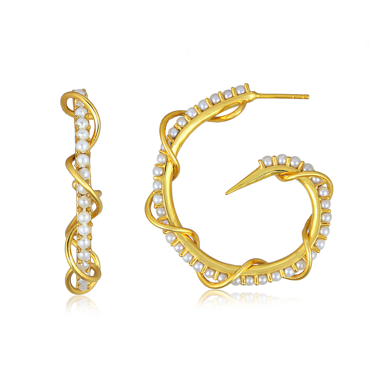 Pearly Prong Hoop Earring