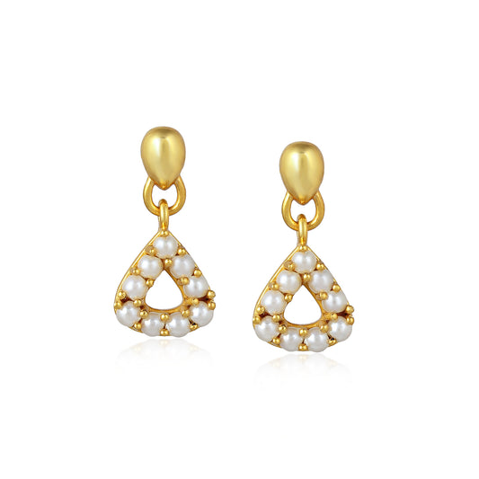 Pronged Pearly Drop Earring