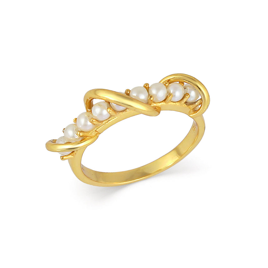 Pronged Pearly Swirl Ring