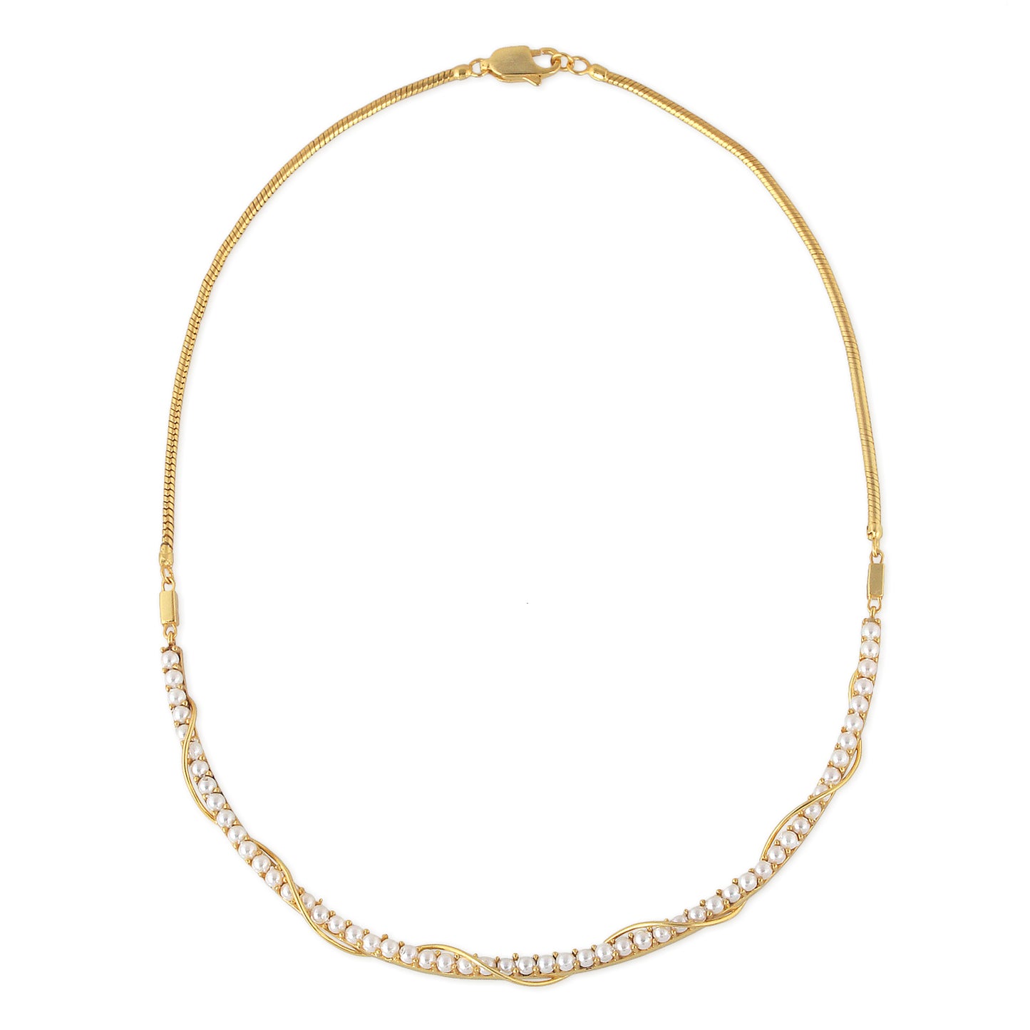 Pearly Prong Swirl Necklace