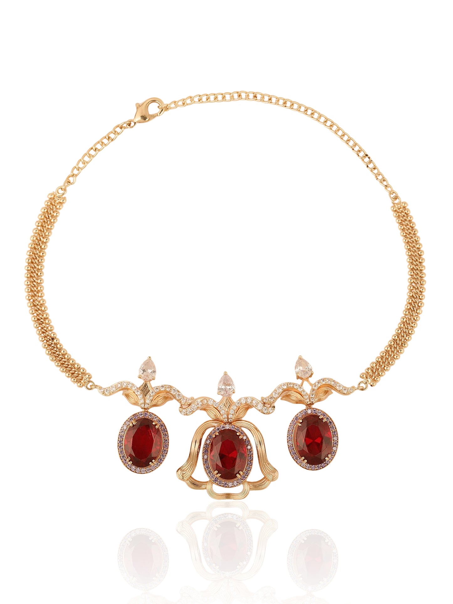 JewelX-Statement , Luxury-Fashion jewelry-Wedding-Gold plated, Premium gemstone statement necklace,  Luxury gift jewelry for her, Designer vine style choker, Artistic vine-inspired choker jewelry, 