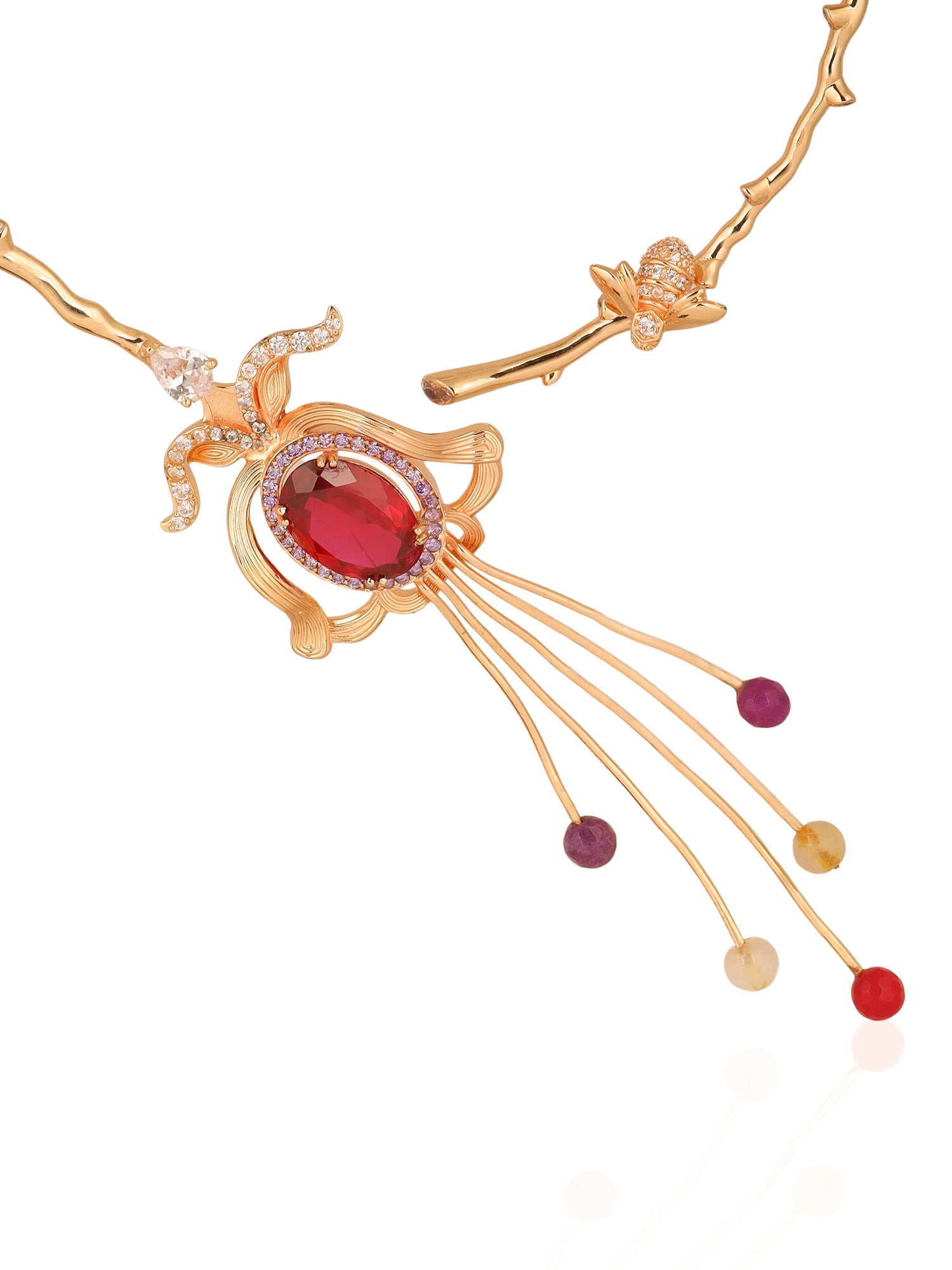 JewelX-Statement , Luxury-Fashion jewelry-Wedding-Gold plated, Premium gemstone statement necklace,  Luxury gift jewelry for her, Designer vine style choker, Artistic vine-inspired choker jewelry, 