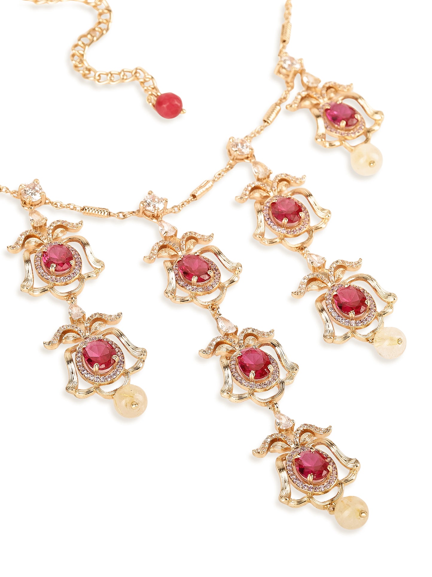 Festive-Pink-Statement-Jewelry, Modern-Party Wear Necklace, Statement-Fuchsia-Bib-Jewelry