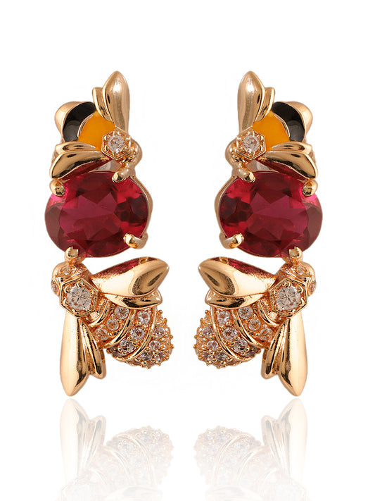 JewelX Statement Jewelry, Ruby-king Stone, Gold-Plaited, Delhi-Jaipur, Hyderabad-Bangloar, Mumbai-Goa, Women’s Ruby Gem Studs, Everyday Ruby Stud Earrings